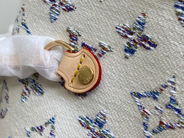 neverfull mm 31 multicolor beige monogram jacquard fabric