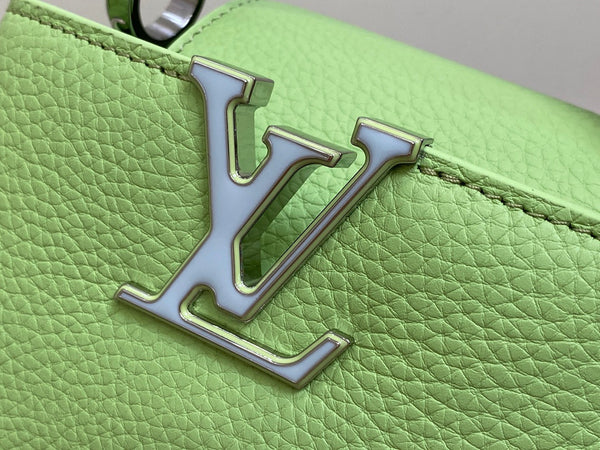 CAPUCINES MINI 21 VERDE TAURILLON TURCHESE ARGENTO HARDWARE