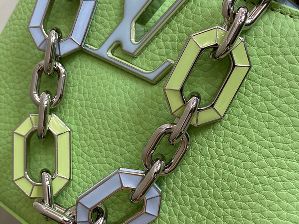 CAPUCINES MINI 21 VERDE TAURILLON TURCHESE ARGENTO HARDWARE