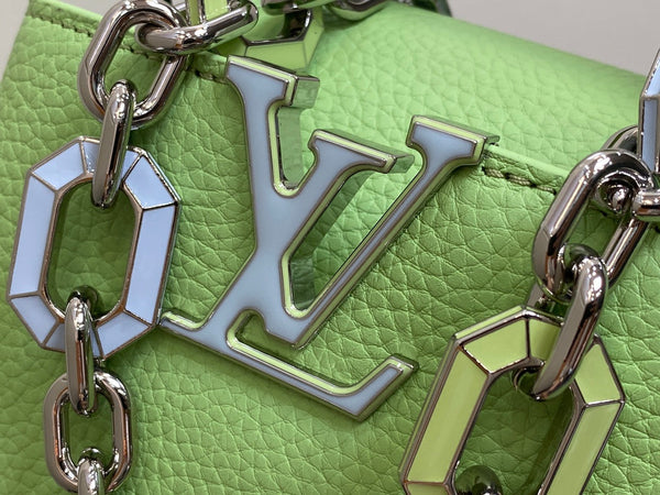 CAPUCINES MINI 21 VERDE TAURILLON TURCHESE ARGENTO HARDWARE