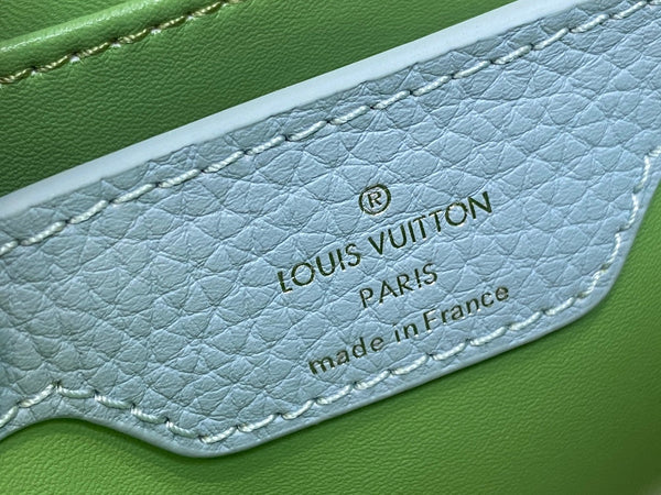 CAPUCINES MINI 21 VERDE TAURILLON TURCHESE ARGENTO HARDWARE
