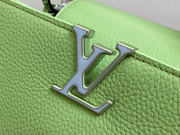 CAPUCINES BB 27 VERDE TAURILLON TURCHESE ARGENTO HARDWARE