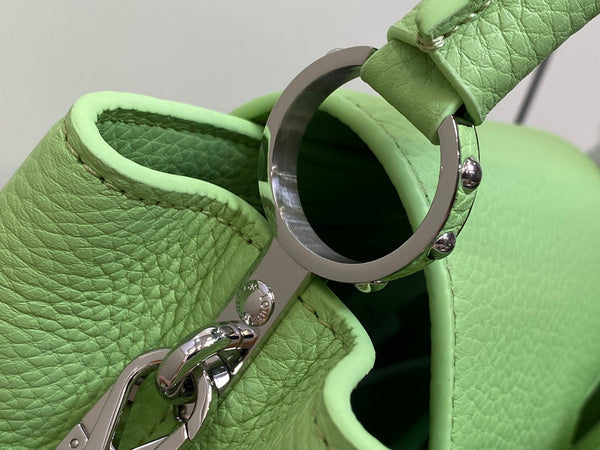 CAPUCINES BB 27 VERDE TAURILLON TURCHESE ARGENTO HARDWARE