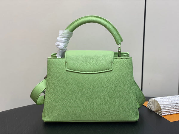 CAPUCINES BB 27 VERDE TAURILLON TURCHESE ARGENTO HARDWARE