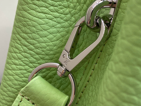 CAPUCINES BB 27 VERDE TAURILLON TURCHESE ARGENTO HARDWARE