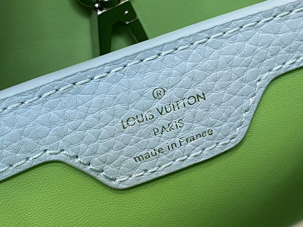 CAPUCINES BB 27 VERDE TAURILLON TURCHESE ARGENTO HARDWARE