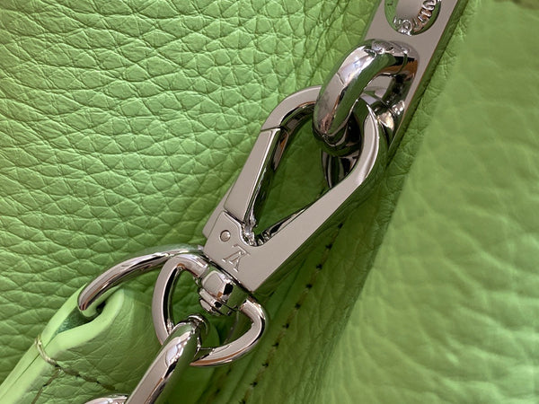 capucines mm 31,5 pelle taurillon verde turchese hardware argento