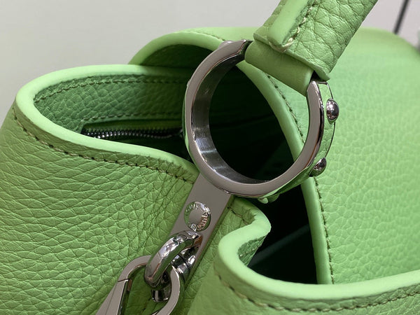 capucines mm 31,5 pelle taurillon verde turchese hardware argento