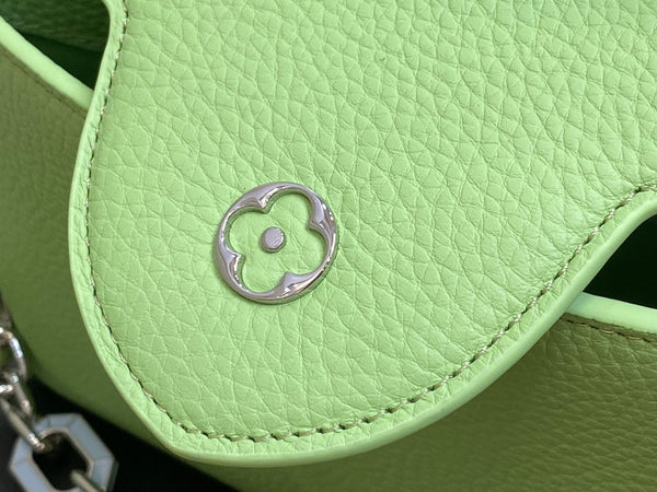 capucines mm 31,5 pelle taurillon verde turchese hardware argento