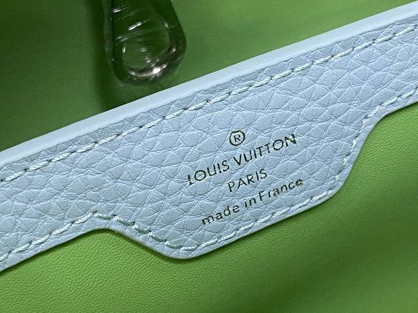 capucines mm 31,5 pelle taurillon verde turchese hardware argento