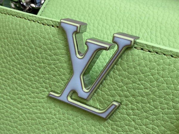 capucines mm 31,5 pelle taurillon verde turchese hardware argento