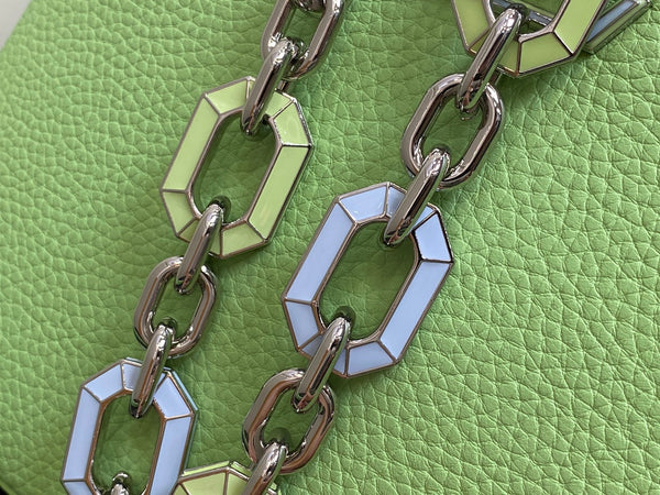 capucines mm 31,5 pelle taurillon verde turchese hardware argento