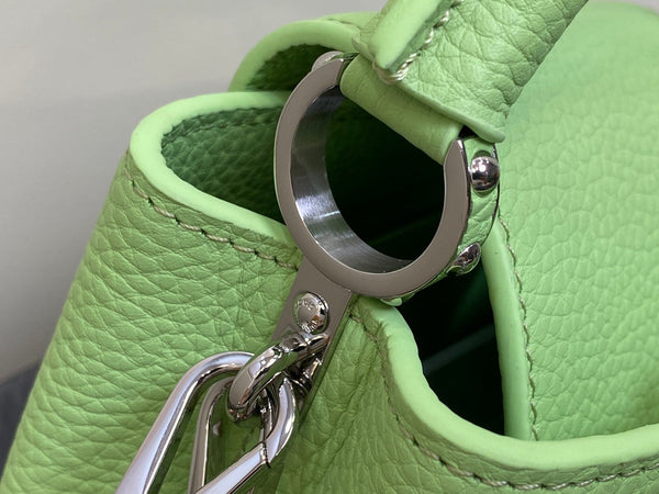 CAPUCINES MINI 21 VERDE TAURILLON TURCHESE ARGENTO HARDWARE