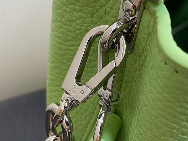 CAPUCINES MINI 21 VERDE TAURILLON TURCHESE ARGENTO HARDWARE