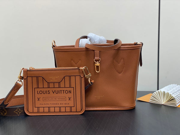 Neverfull 24 Bandoulière Inside Out BB Brown Calfskin