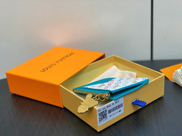 LV x TM ROMY Wallet Blue Gold Leather 329927