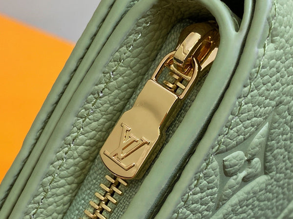 LV x TM Portfolio Claire Green Gold Leather 329879