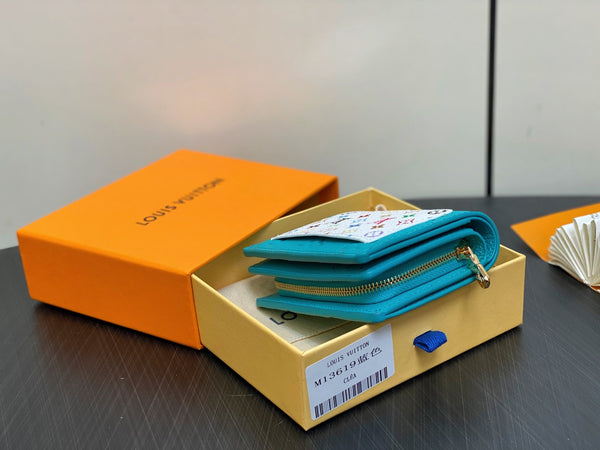 LV x TM ROMY Wallet Blue Gold Leather 329927