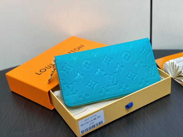 LV × TM Zipper Wallet Blue Gold Leather 329915