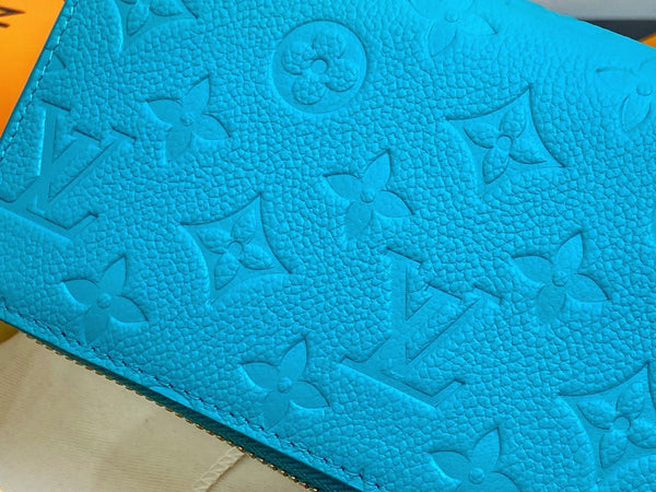 LV × TM Zipper Wallet Blue Gold Leather 329915