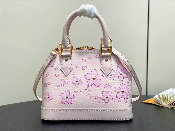 LV x TM Cherry Blossom Bag 23.5cm Pink Leather 334088