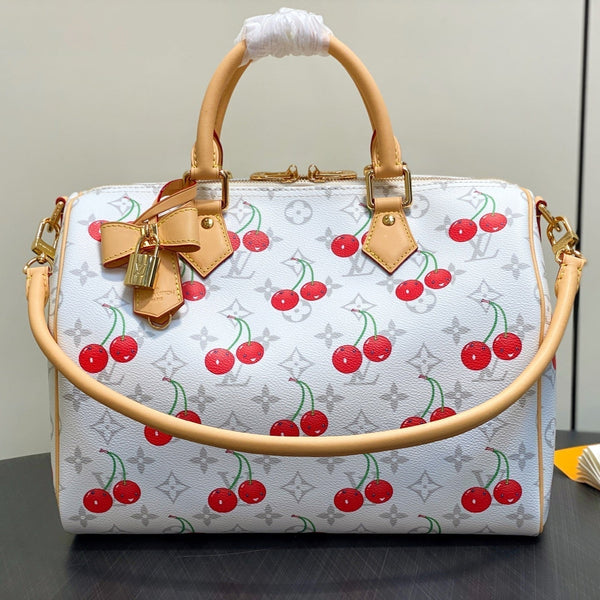 LV x TM Speedy Soft Bandoulière 30 Grey Monogram Cherry Canvas