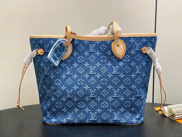 LV Neverfull MM 31cm Blue Denim
