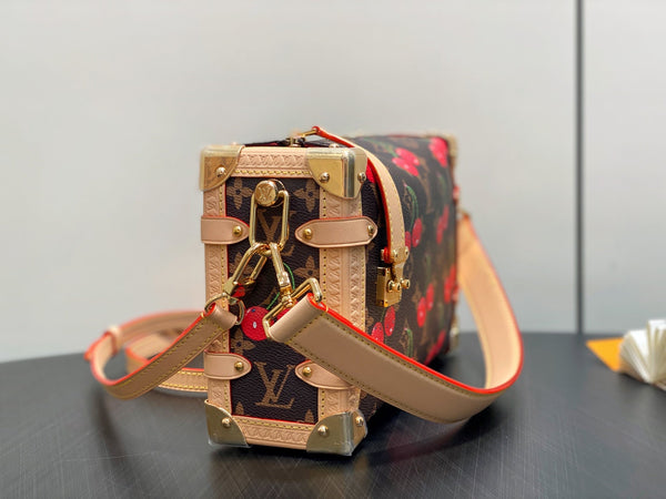 LV x TM Side Trunk MM 23.5cm Brown Cherry Canvas