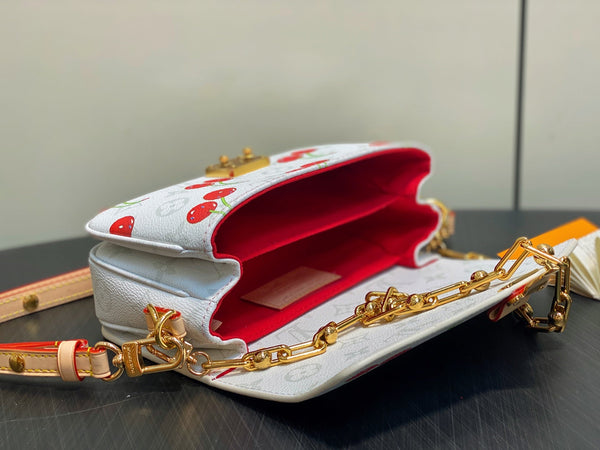 LV x TM Pochette Métis East West 21.5cm White Cherry Canvas