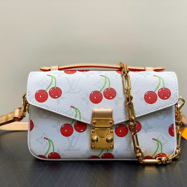 LV x TM Pochette Métis East West 21.5cm White Cherry Canvas