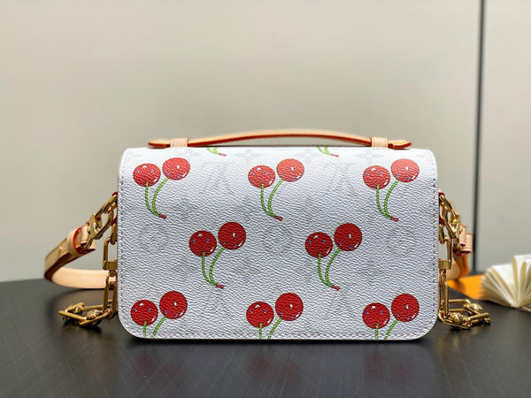 LV x TM Pochette Métis East West 21.5cm White Cherry Canvas
