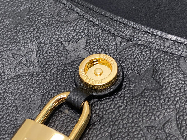 LV Anytime Flap Bag 29.5cm Black Calfskin