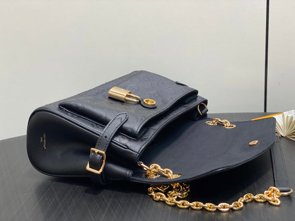 LV Anytime Flap Bag 29.5cm Black Calfskin