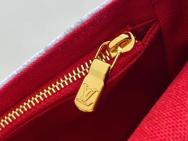 Ivy LV x TM Bag 23.5cm White Red Canvas Cowhide 335272