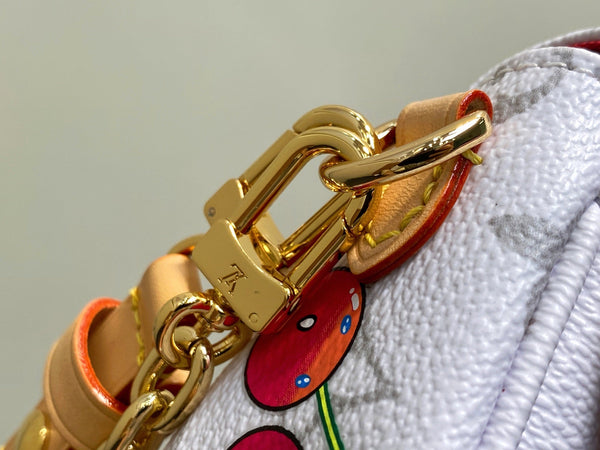 Ivy LV x TM Bag 23.5cm White Red Canvas Cowhide 335272