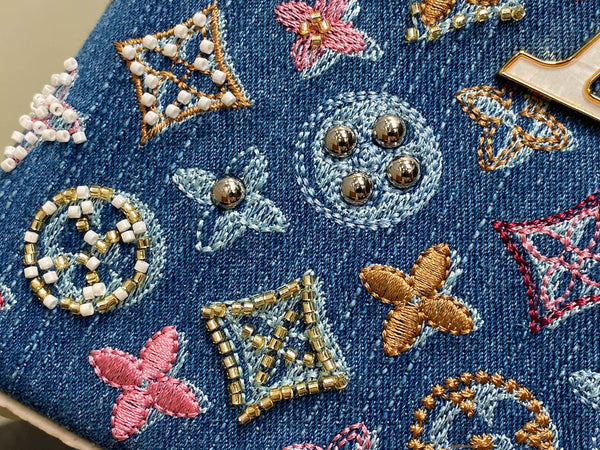 LV Capucines 21cm Bag Blue mix Colors Denim Leather 338217