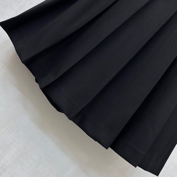 Jupe midi plissée ceinturée Prada en polyester noir 350159