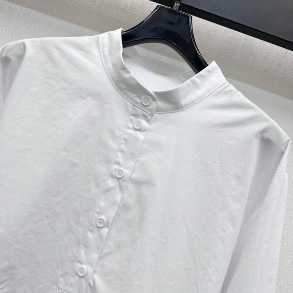 CD SS26 Broadcloth Long Stand Collar Shirt White Polyester 351870