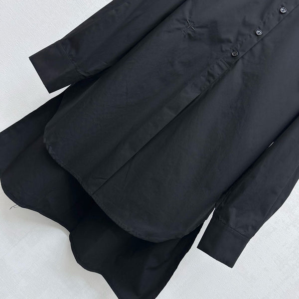 CD SS26 Broadcloth Long Stand Collar Shirt Black Polyester 351872