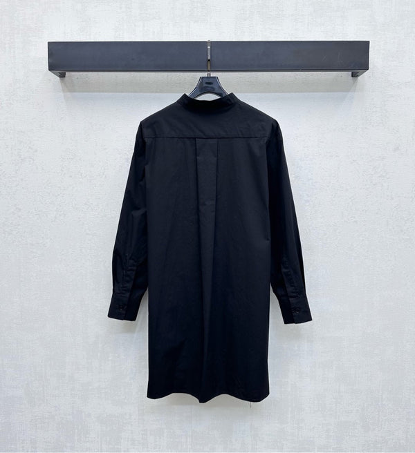 CD SS26 Broadcloth Long Stand Collar Shirt Black Polyester 351872