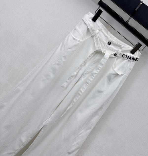 CC Pantalon large Blanc Coton Lyocell 350198
