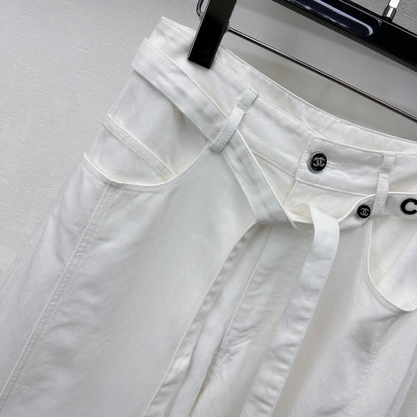 CC Pantalon large Blanc Coton Lyocell 350198