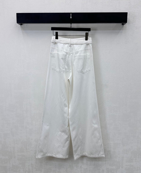 CC Pantalon large Blanc Coton Lyocell 350198