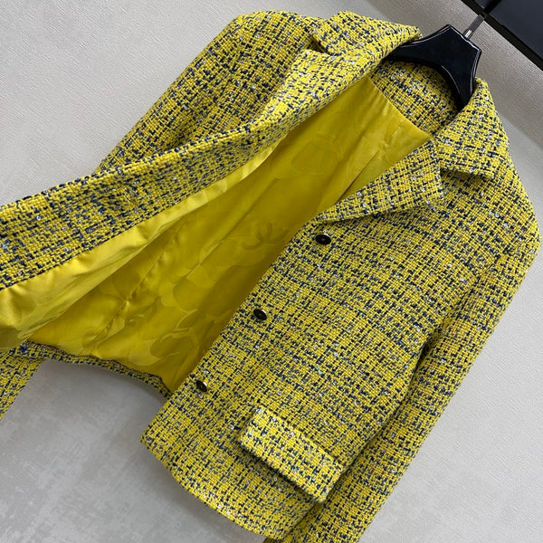 Veste CC 26s Jaune Bleu Marine Tweed Argenté 363984