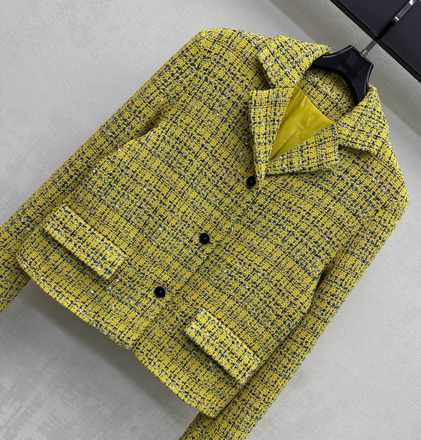 Veste CC 26s Jaune Bleu Marine Tweed Argenté 363984