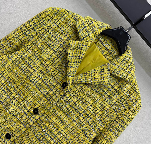 Veste CC 26s Jaune Bleu Marine Tweed Argenté 363984