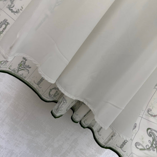 CD 26s Jupe Midi Monogrammée Blanc Vert Fibre de Polyester