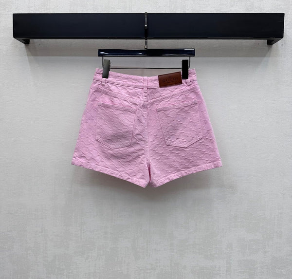 GG 26s Jacquard Straight Leg Shorts Hot Pink Denim 363930