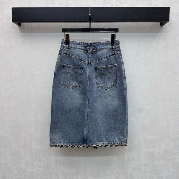 CC 26s Jupe midi en jean patchwork bleu 363947