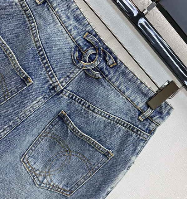 CC 26s Jupe midi en jean patchwork bleu 363947